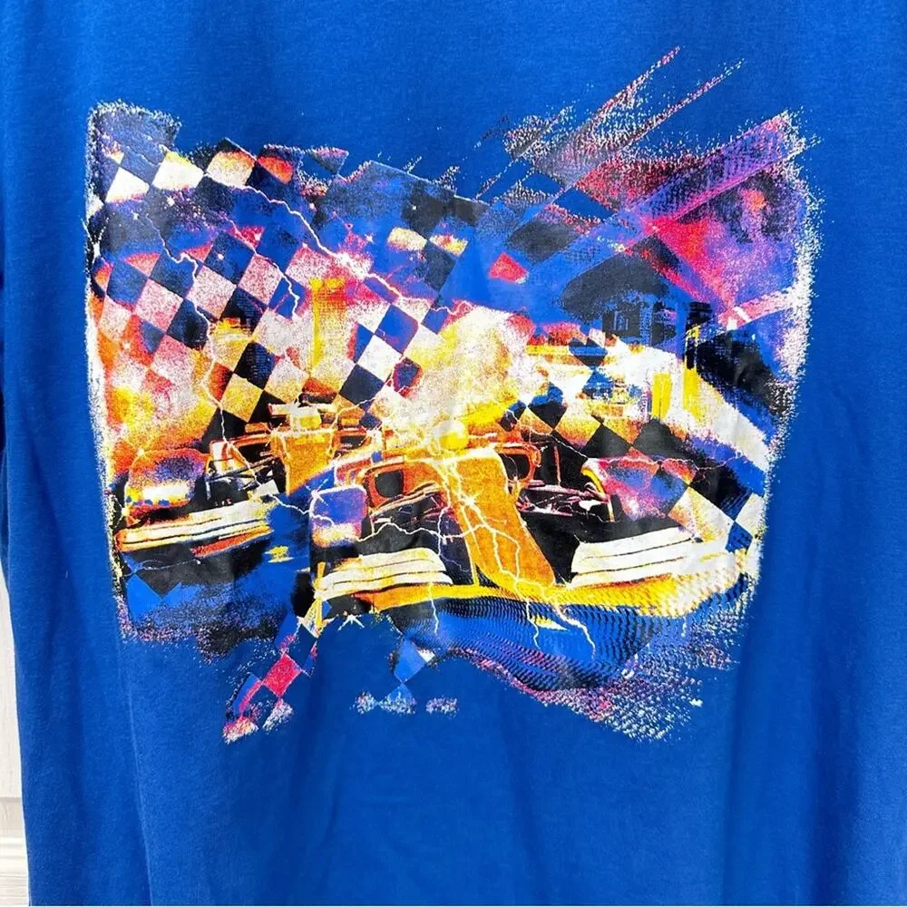 Robert Graham T-Shirt Douvier Racing Graphic Blue Size Men's Medium NWT